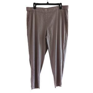 J. Jill Brown Linen Stretch Straight Leg Pull On Pants Size Large Tall